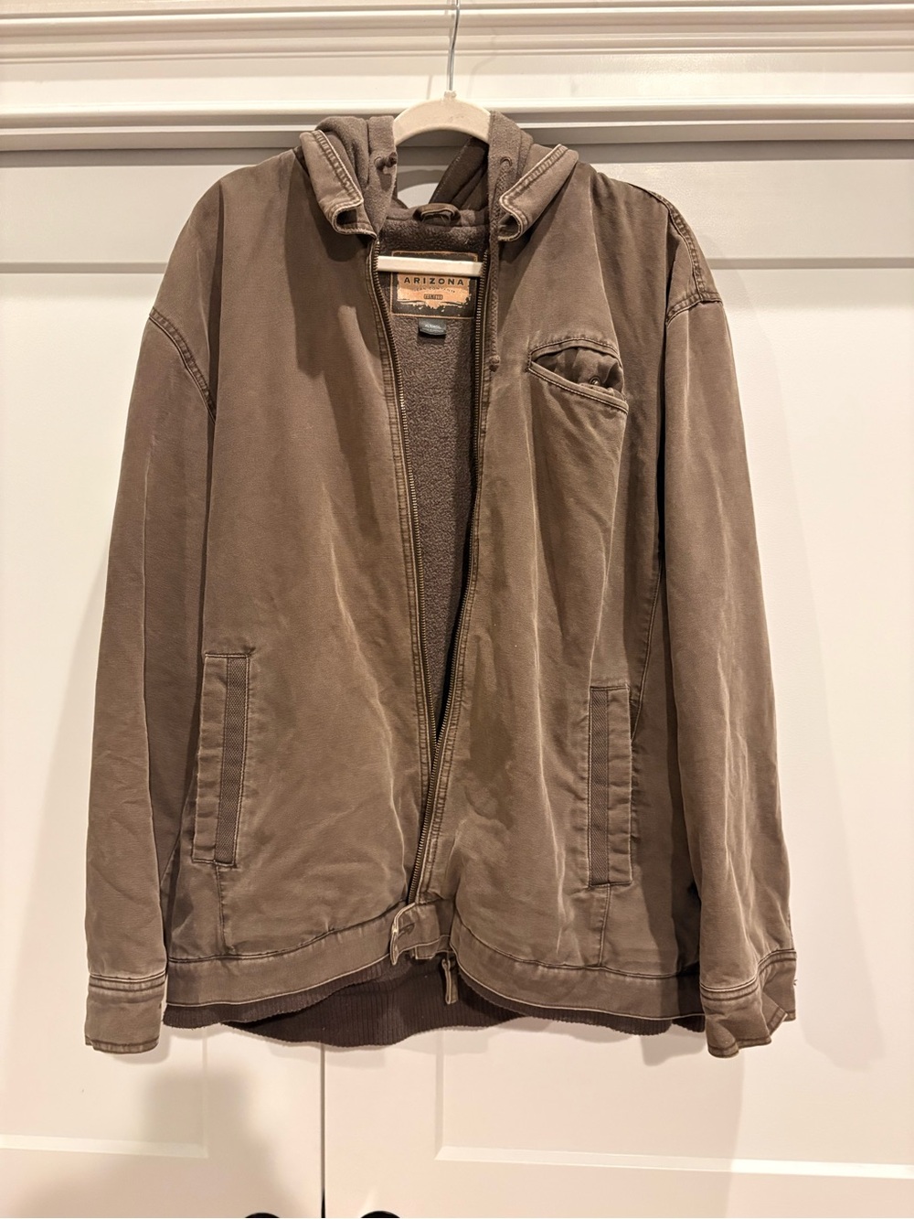 Arizona Jean Company Hooded Field Jacket in Taupe Brown